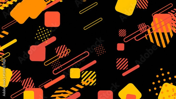 Fototapeta パーティクル VJ 図形 ポップ オレンジ 黄色 パステル [別Verあり]