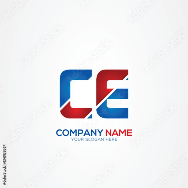 Fototapeta CE EC Creative Modern Letters Logo Design Element red and blue