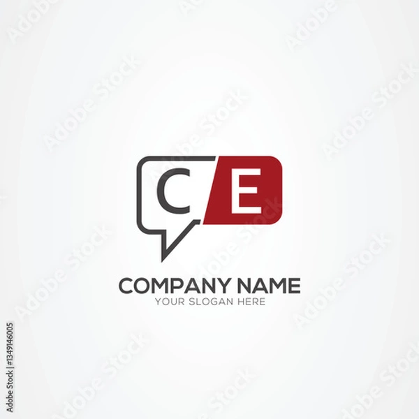 Fototapeta Letter CE EC Creative tech logo, chat design, communication, robot logo design Vector