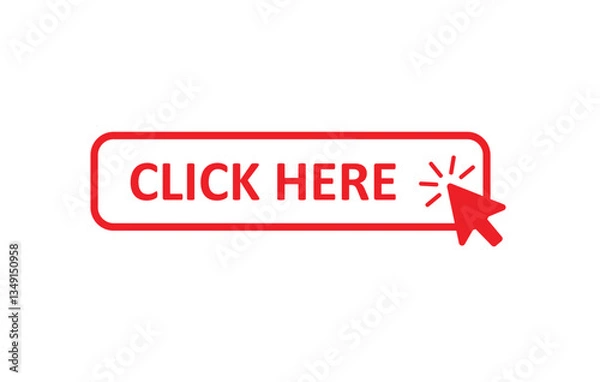 Fototapeta Click here button with arrow cursor