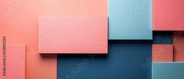 Fototapeta Abstract Composition of Colorful Geometric Shapes on Soft Background