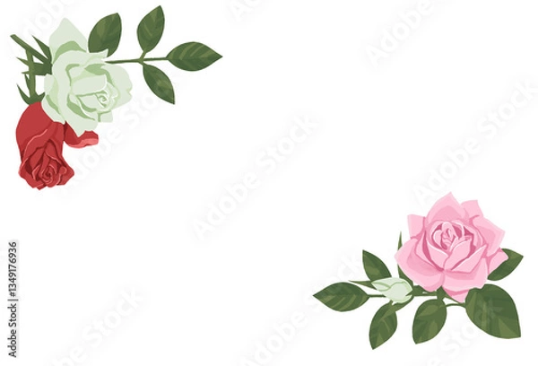 Obraz バラのイラストフレーム(コーナー)