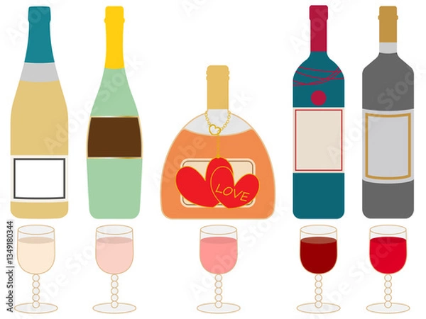 Fototapeta ワイン■ボトル＆グラスワインセット