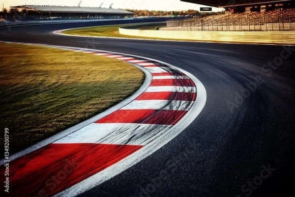 Fototapeta An empty motorsport asphalt race track lies ready for action.