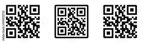 Obraz Scan QR code icon set. Barcode, QR code scan with smartphone. Symbol for scanning qrcode.