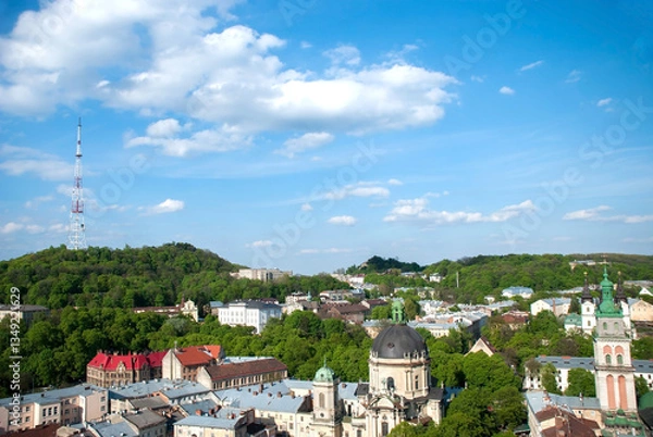Fototapeta Lviv sunny day view of the city. Lviv Ukrainian city