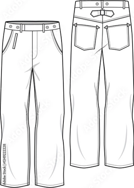 Fototapeta men's pants drawing, men's pants denim drawing, women's pants drawing, accessory pants drawing, denim effect drawings, pants technical drawing, tights drawing, cargo pants,short drawings