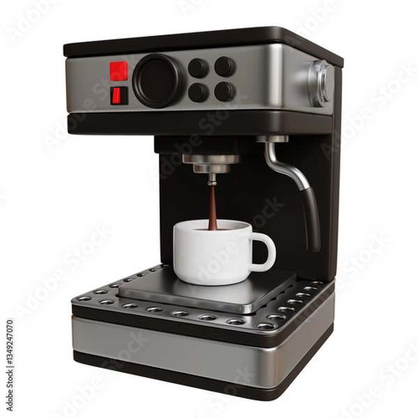 Fototapeta 3D Coffee Machine Serving Cup Model Illustration Isolated On Transparent Background