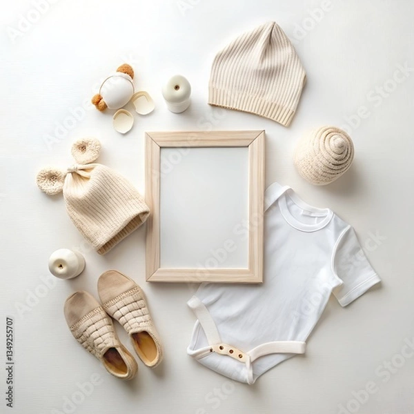 Obraz Blank photo frame with kids accessories 