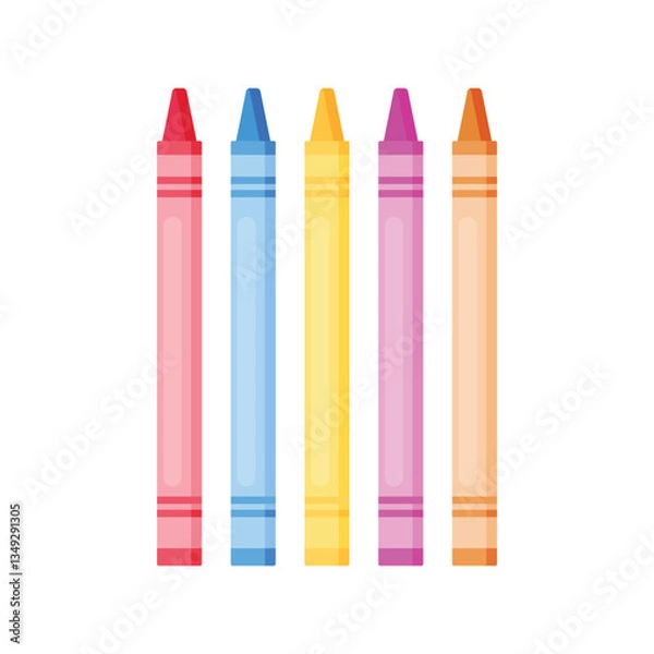 Obraz Crayons flat vector design isolated on a white background