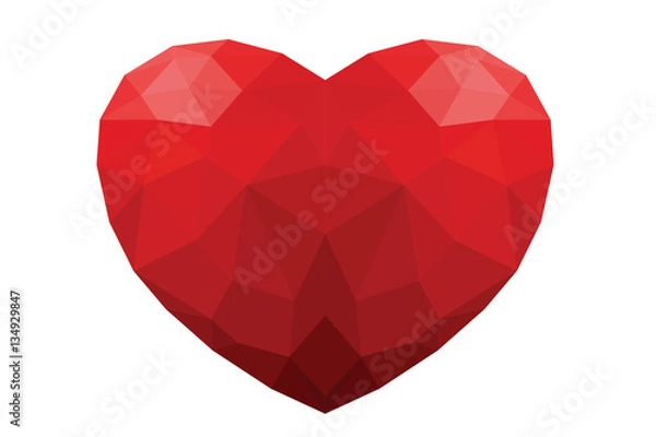 Obraz Red Polygon Heart Isolated white background 