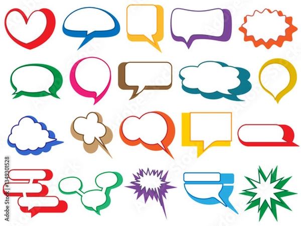 Fototapeta 吹き出し■立体風のカラフルな吹き出しセット