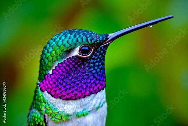 Fototapeta Violet-Crowned Hummingbird Perched Gracefully on a Tree Branch, Showcasing Its Brilliant Plumage and Delicate Beauty in a Serene Natural Setting