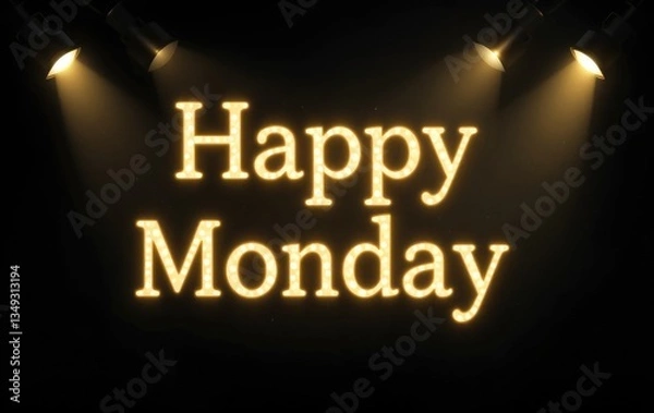 Fototapeta Happy Monday Message with Lights and Dark Background for Greetings