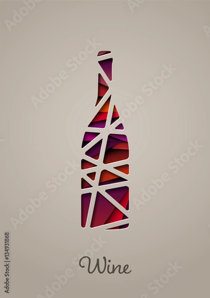 Fototapeta Abstract wine bottle, eps10 vector