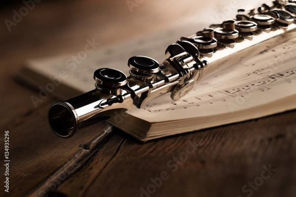 Obraz flauto traverso con spartito