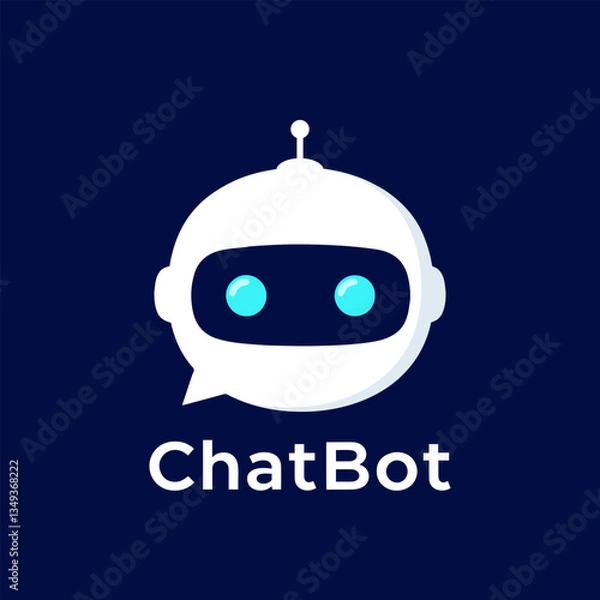 Obraz AI chatbot logo illustration. Ideal for tech startups, communication tools, and digital platforms. Simple, sleek, and professional.