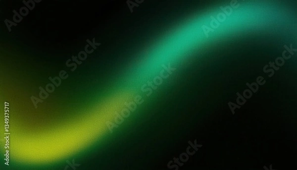 Fototapeta abstract blurred green and yellow light streaks on dark background, soft gradient texture, perfect for background and design

