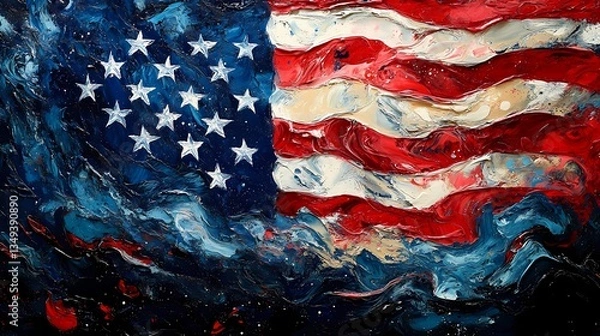 Fototapeta 4th of July Celebration with Fireworks and American Flags - Independence Day Festivities