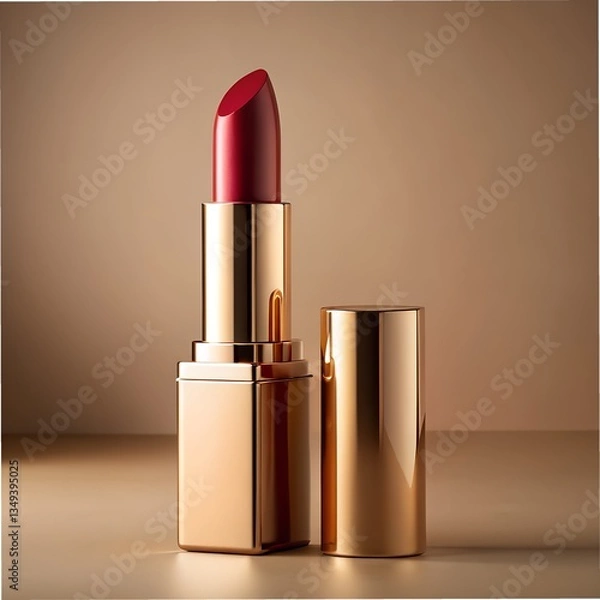 Obraz Red lipstick on Peach background