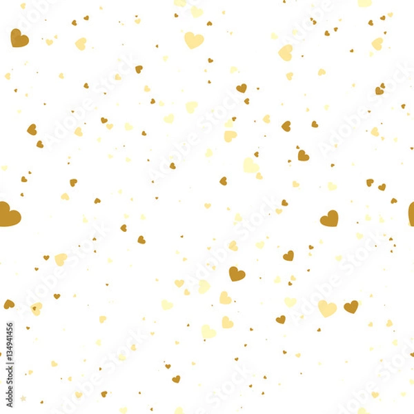 Fototapeta Seamless pattern with gold hearts