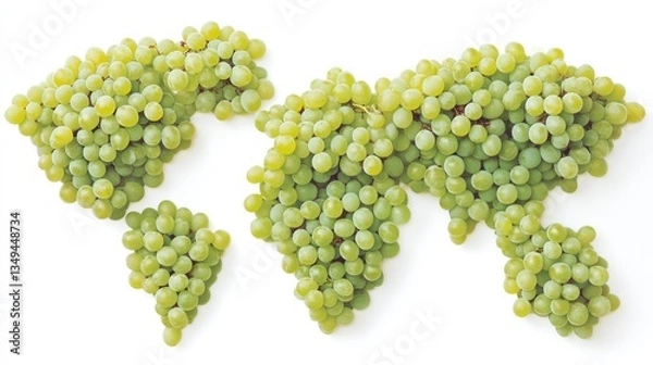 Obraz The World Map Is Beautifully Formed From Green Grapes Illustration