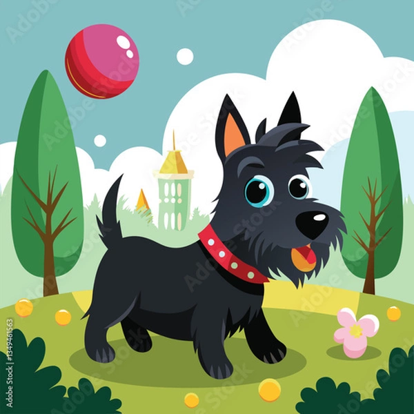 Obraz Cartoon dog playing in the park