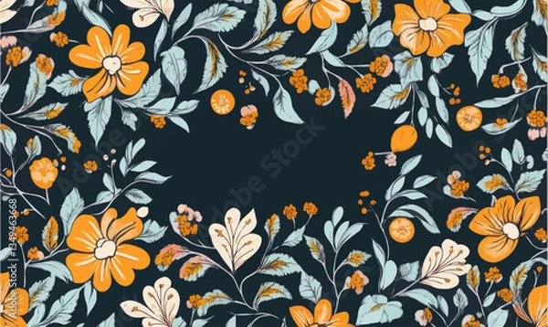 Obraz Colorful Asian Floral Tapestry with Paisley Pattern for Textile Decoration