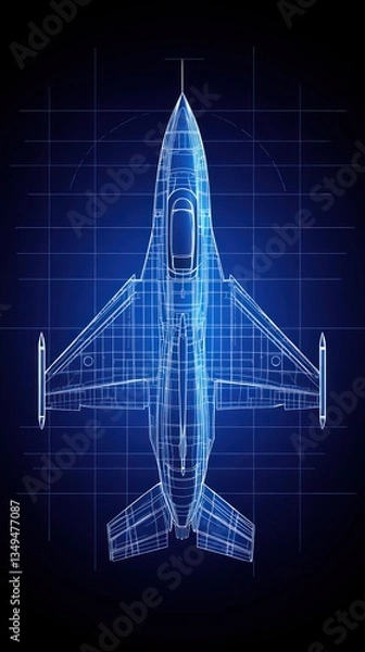 Fototapeta Detailed Blueprint Depicts an Aircrafts Structural Design and Architecture