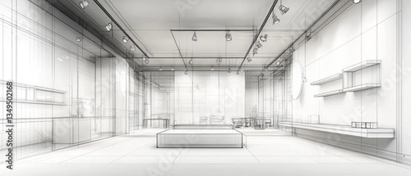 Obraz Architectural blueprint shows the interior of a modern retail space