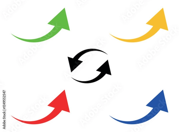Obraz colorful curved arrows icon set, arrow indicated the direction symbol, curved arrow sign, flat style icons