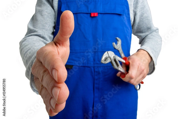 Obraz Handwerker beim Handschlag - Mündliche Vereinbarung - Klempner