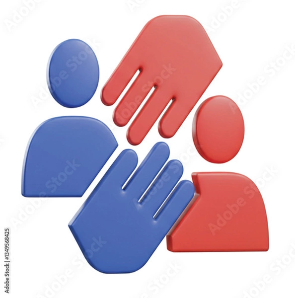 Obraz Teamwork Collaboration Partnership Unity Support 3D Icon Helping Hands People Group Community