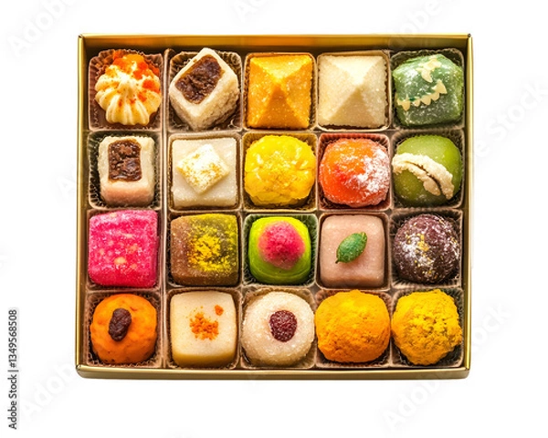 Obraz Diverse array of traditional Indian sweets in a festive gift box
