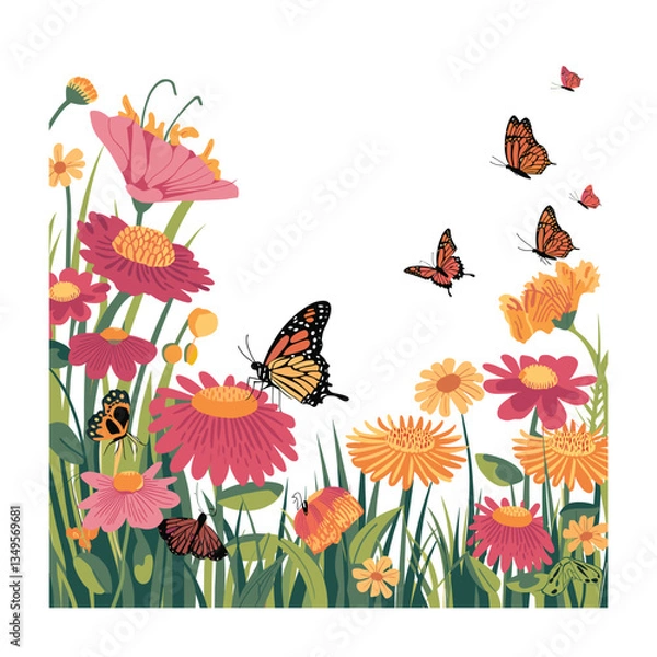 Fototapeta Spring concept vector art. Hello Spring typography illustration