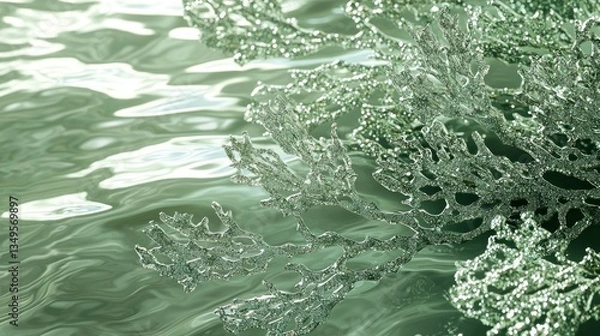 Fototapeta Delicate silver ornament over rippled water