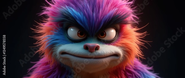 Obraz The Joyful Face of a Furry Beast with Vibrant Pinkish-Gray Fur