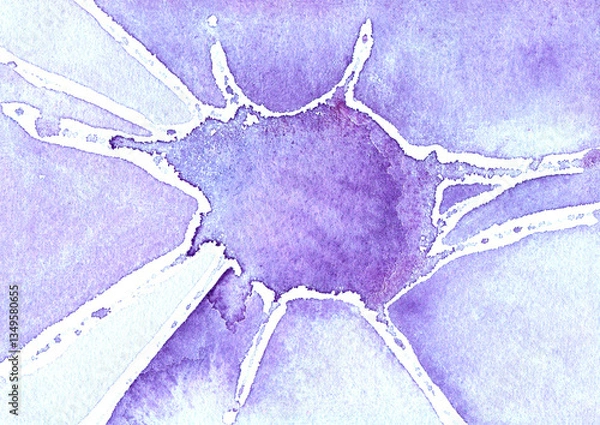 Obraz Purple ice floe with a crack, creative background for design. Watercolor winter background, hand-drawn, ice texture