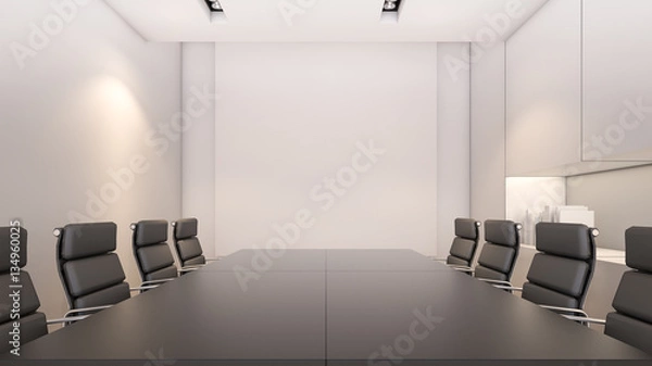Fototapeta An empty meeting room and conference table / 3D rendering