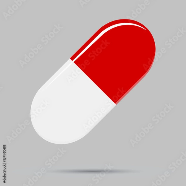 Fototapeta Capsule tablet red white vector