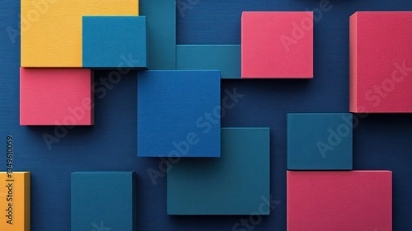 Fototapeta Colorful blocks abstract design, textured background, geometric pattern, website banner