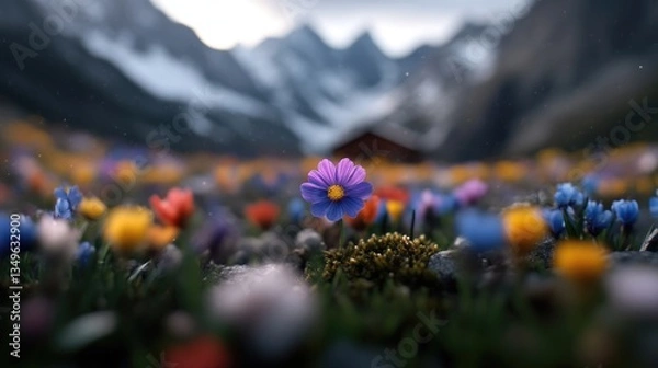 Obraz Colorful alpine wildflowers in a mountain meadow