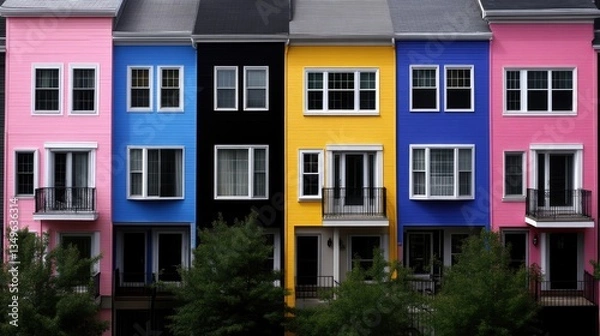 Obraz Colorful Row Houses with Balconies