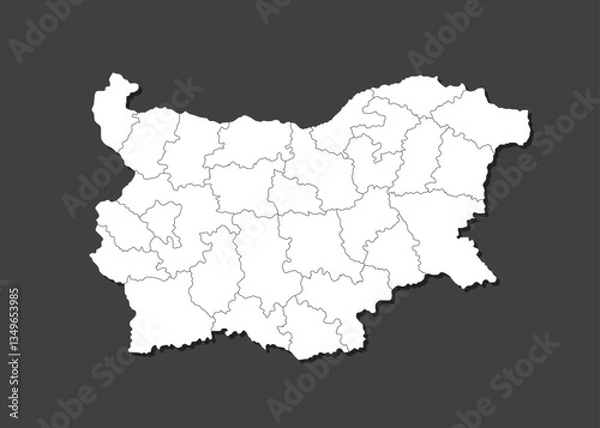 Fototapeta Vector map country Bulgaria divided on regions