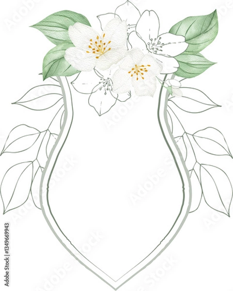 Obraz Elegant Botanical Shield with Jasmine Flowers