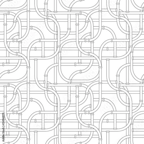 Fototapeta Tube turning fittings connection web seamless pattern wallpaper