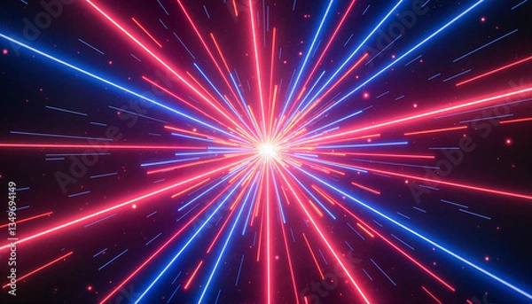 Obraz Vibrant light beams radiating from a glowing core, dynamic energy display