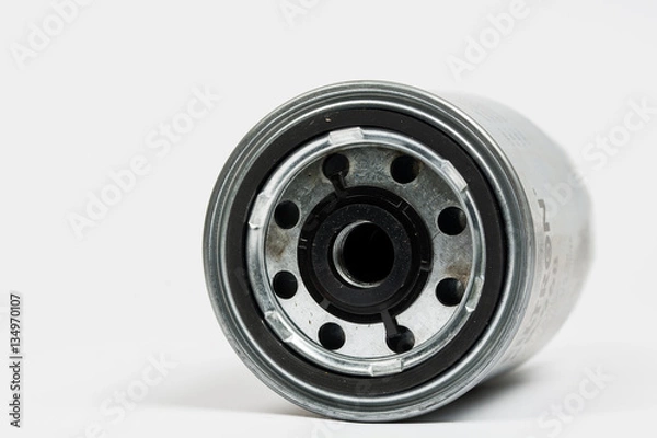 Obraz Metal car fuel filter isolated over white background