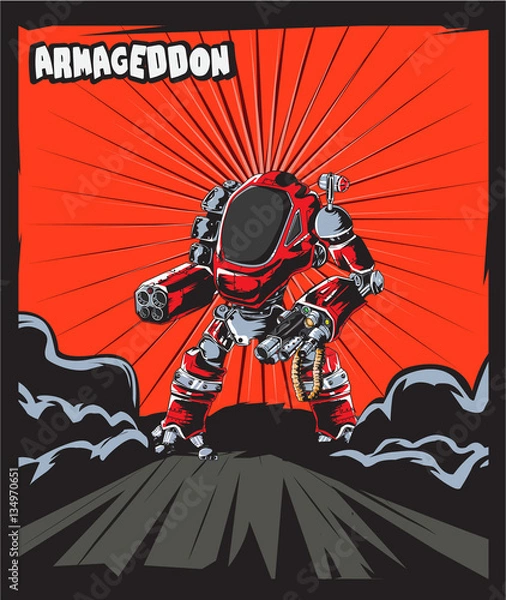 Obraz Warrior Robot Comic Cartoon Poster
