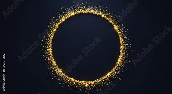 Fototapeta Golden Sparkles Circle Frame: Abstract Background